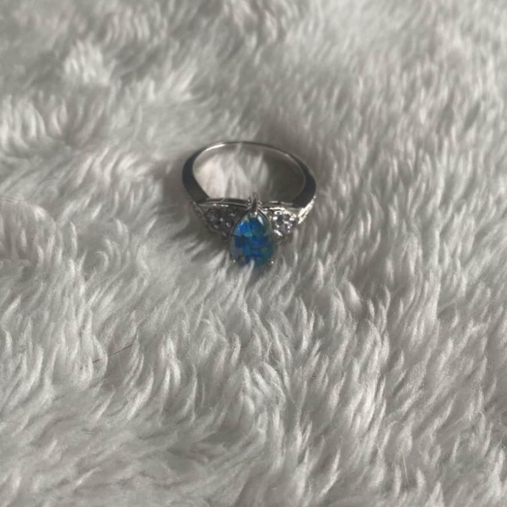 925 Sterling Silver Blue Mosaic Size‎ 5 Ring - Picture 2 of 5